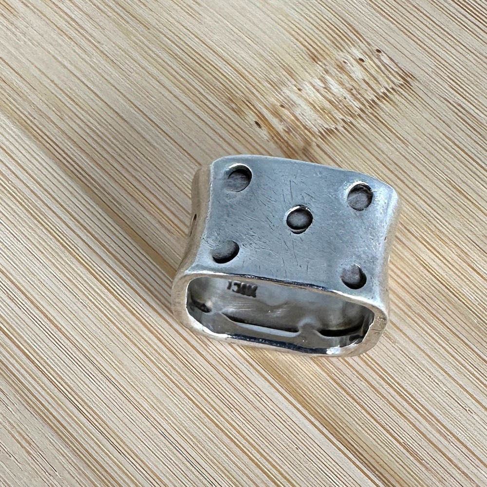 Artisan Sterling Silver Thick Square Ring 1/2" Wide 9.1 Grams Size 8 - Picture 3 of 6
